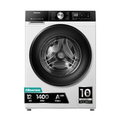 Imagen de Lavadora carga frontal Hisense WF3S1243BW3, 12 kg, 1400 rpm, 19 programas, A 20%, WiFi, Blanco