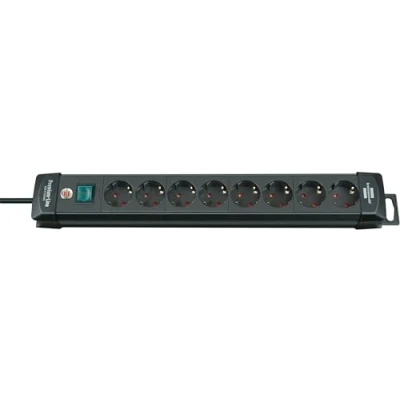 Imagen de Brennenstuhl Premium Line regleta de enchufes con 8 Tomas Corriente (Cable 3m, Interruptor, montable, Made in Germany) Negro