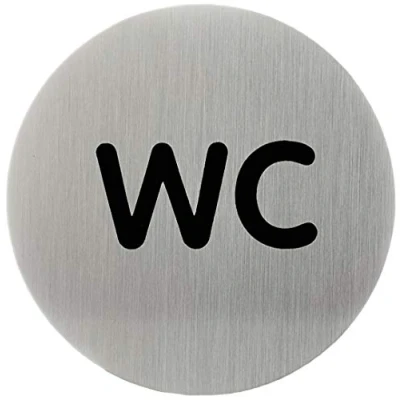 Imagen de Durable 490723 Pictograma para puerta redondo aseo (WC, 83 mm) plata metálica