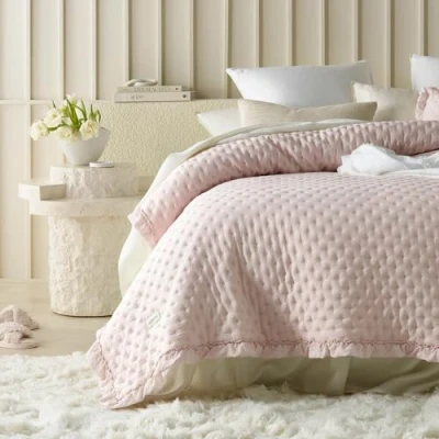 Imagen de ROOM99 Molly Elegante Colcha en Rosa Polvo 200 x 220 cm Manta Versátil como o Cubresofá para Cama y Sofá Estilo Ideal Bedspread