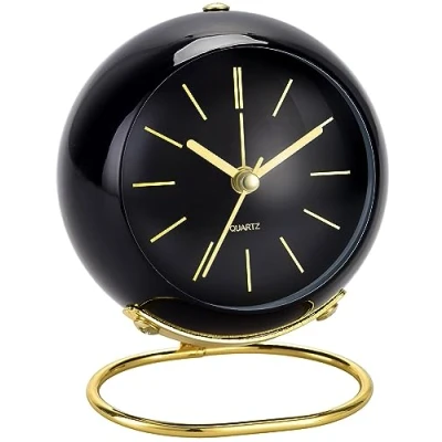 Imagen de Lesipee Reloj despertador analógico sin tictac, con luz nocturna, silencioso, funciona pilas, fácil manejo y alarma fuerte