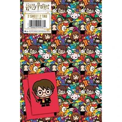 Imagen de Papel de regalo Harry Potter, 10 hojas, etiquetas, tamaño la hoja: 70 x 50 cm, producto oficial con recursos responsables