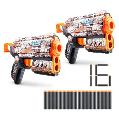 Imagen de XShot Skins Flux Blaster Sonic Retro, The Hedgehog Design with 16 Darts, Easy Reload, Air Pocket Dart Technology, Toy Foam for Kids, Teens and Adults (2 Blasters, Darts)