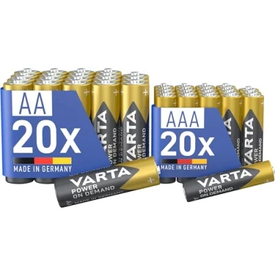 Imagen de VARTA Pilas 20x AA &amp; AAA, Mix Pack, paquete de 40, Power On Demand, alcalinas, almacenamiento, para accesorios ordenador, Smart Home, Made in Germany (Exclusivo en Amazon)