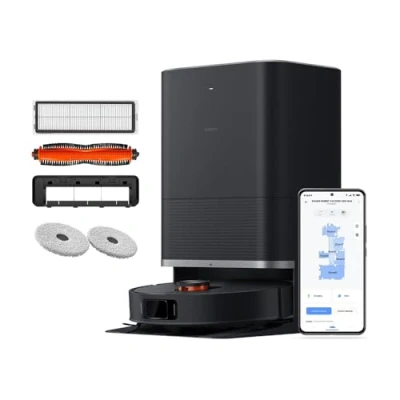 Imagen de Xiaomi Robot Vacuum X20 MAX Aspirador y fregasuelos con Sistema Inteligente de navegación láser (LDS), succión 8000 Pa, rutas Limpieza en Zigzag, Negro (Versión ES)