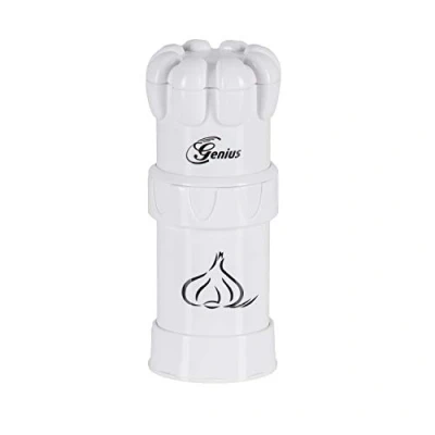 Imagen de Genius Cortador de ajos, G5, prensa apto para lavavajillas, utensilio cocina, ideal cortar, molinillo plástico, color blanco