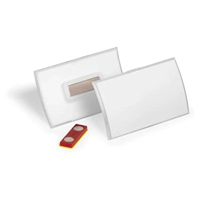 Imagen de Durable Portanombres CLICK FOLD 54x90 mm con imán a prueba de torsión PP, paquete 10, transparente, 826019