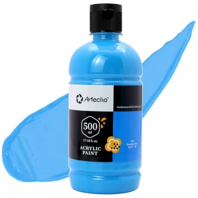 Imagen de Artecho Pinturas Acrilicas 500ml Azul Cerúleo, Impermeable y resistente a la luz, para Lienzos, Tela, Madera, Cristal, Piedras.