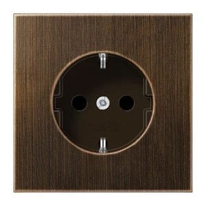 Imagen de Jung ME 1520 KI at Schuko Enchufe 16 A 250 V con protección contra contactos Serie LS envejecido, latón antracita