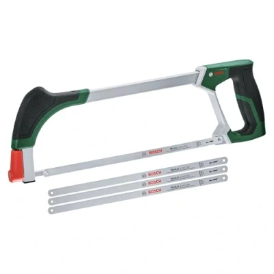 Imagen de Bosch Sierra para metales 300 mm + 3 cuchillas adicionales (sierra universal con 4 hojas bimetálicas metal/madera/plástico etc.; mecanismo de liberación fácil; mango suave) Edición Amazon