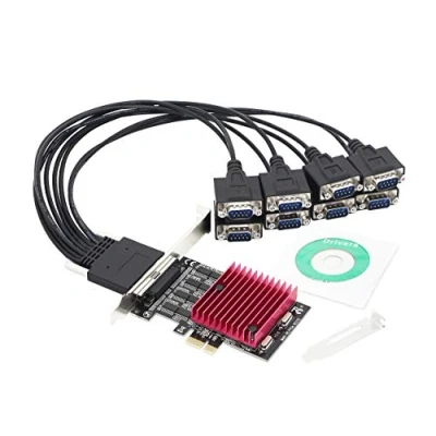 Imagen de CERRXIAN tarjeta de expansión PCIE a 8 puertos RS232, PCI E X1 DB9, controladora Express chipsets (con cable externo puertos)