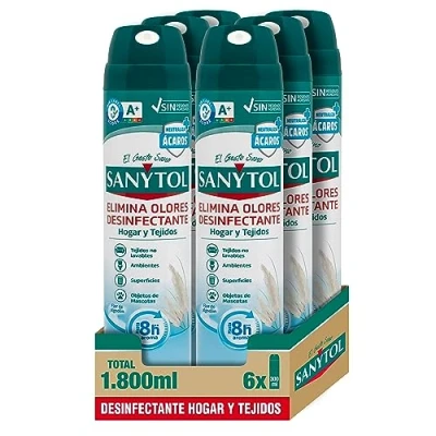 Imagen de Sanytol Desinfectante Hogar y Tejidos, Elimina Bacterias, Virus Hongos Sin Lejía, Flor de Algodón Pack 6 x 300 ML = 1,8L