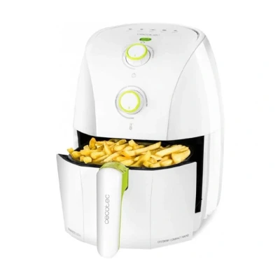 Imagen de Cecotec Freidora sin Aceite 1,5L de Aire Caliente Cecofry Compact Rapid White. 900 W, Dietética, Capacidad para 400 gr, Temperatura 200ºC, Tiempo Ajustable, Incluye Recetario