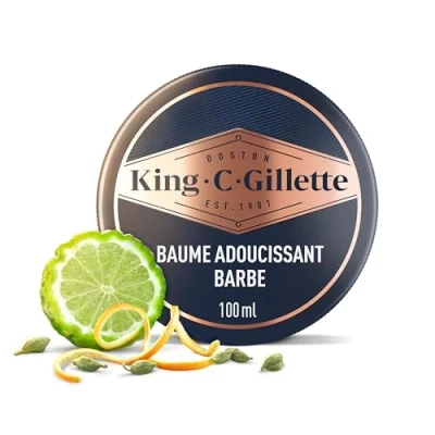 Imagen de King C. Gillette Soft Beard Balm para hombres, cuidado profundo con manteca de cacao, aceite argán y karité, 100] ml