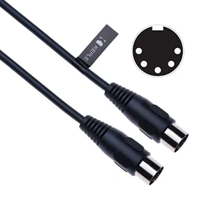 Imagen de Cable MIDI DIN 5 Pines Macho Jack Conector para Interfaz midi,Clavija Teclado Piano, Controlador, Caja de ritmos, Máquina tambores, Secuenciador, Sampler, Procesador efectos, Sintetizador 3m