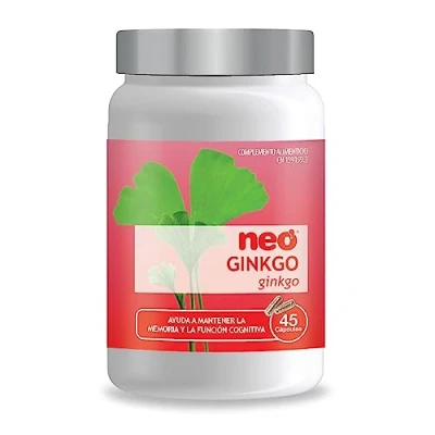 Imagen de NEO Extracto de Ginkgo Biloba 45 Cápsulas Ayuda a Mejorar la Circulación Favorece Memoria y Concentración 200 mg Complemento Alimenticio Natural