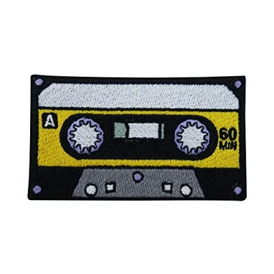 Imagen de Finally Home Parche termoadhesivo de casete amarillo los 80 Música, Vintage, Retro, Oldschool Patches, para planchar