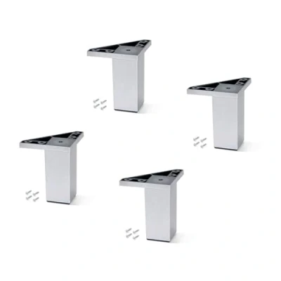 Imagen de EMUCA Pies de plástico para Muebles, Patas Mueble, Lote 4 pies, Cromado, Altura 100mm con Tornillos Montaje