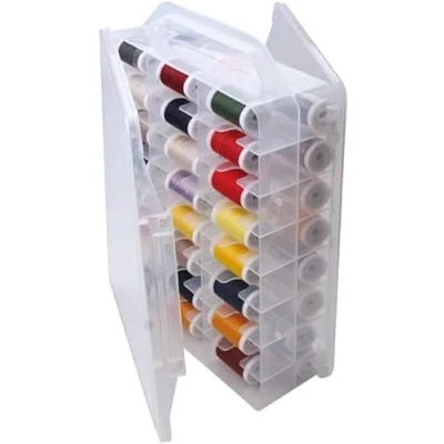 Imagen de caja de almacenamiento hilo coser vacía para bobinas coser, clasificación 46 rollos hilo, práctica