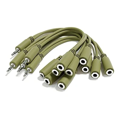 Imagen de ExcelValley 5 Pack Cables Patch Mono Divisor Y TS 3,5mm 1/8&quot; Eurorack Sintetizador [Verde Militar]