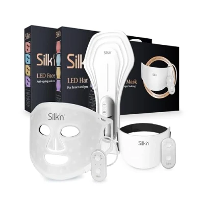 Imagen de Silk&#039;n Set de Máscaras LED para Rostro, Cuello y Manos I Face, Neck and Hand Mask Pack Promocional 3 Piezas Blanco