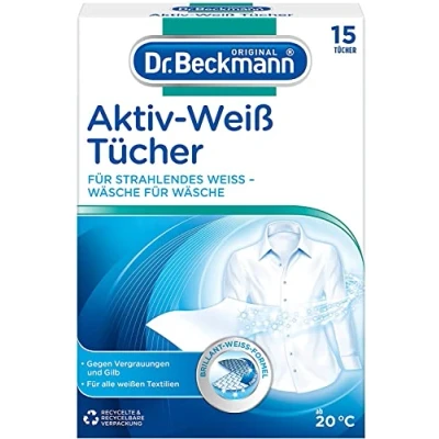 Imagen de Dr. Beckmann toallitas sólidas de color blanco activo, brillante en cada lavado, contra el encanecimiento 15