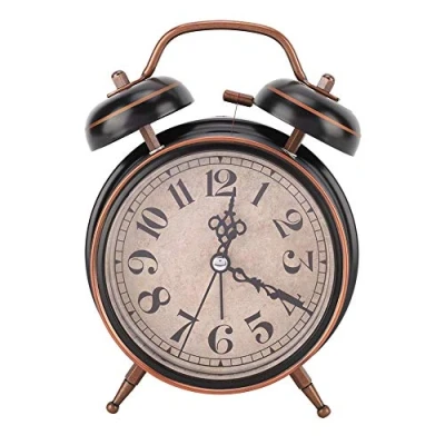 Imagen de Atyhao Despertador mecánico, mecánico Retro de 4 &quot;con luz Nocturna Reloj Cuerda Manual Doble Campana Doble(Negro)
