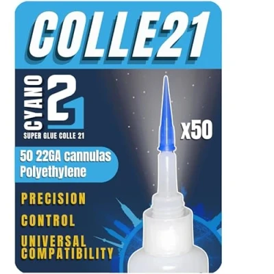 Imagen de 50 CANULA de PRECISION Colle21, Paja polietileno con un diámetro 22GA para pegamento.canulas superglue.