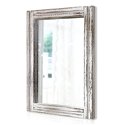 Imagen de AAZZKANG espejo rústico con marco de madera, rectangular decorativo pared para baño, dormitorio, colgante decoración del hogar