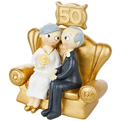 Imagen de Mopec Figura Pastel Pop&amp;Fun Bodas de Oro 16x16,5cm, acrílico, Dorado, Talla única
