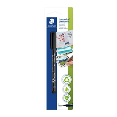 Imagen de STAEDTLER Lumocolor 313 9 BK 1 Rotulador permanente para fotografías y libros de fotos, resistente al agua, a la luz, color negro, ancho línea S superfino aprox. 0,4 mm