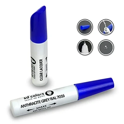 Imagen de SD COLORS RAL 7016 bolígrafo de pintura retoque gris antracita 12 ml, reparación con y pincel