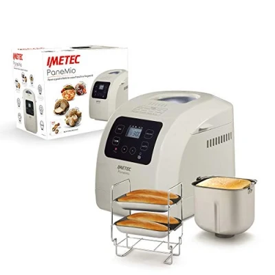Imagen de Imetec BM 1000 Panificadora de pan, amasa, hornea, 12 programas, cesta para accesorio barras, 3 niveles dorado, arranque programable, libro recetas, 550 W