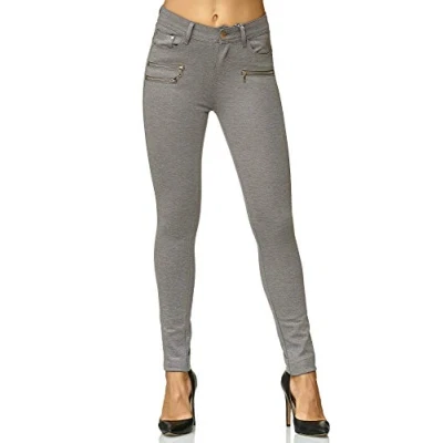 Imagen de Elara Pantalones Elásticos de Mujer Skinny Fit Jegging Chunkyrayan Gris H86 21 Grey 34 (XS)