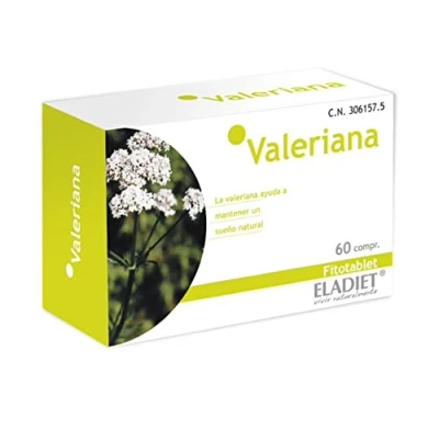 Imagen de Complemento Alimenticio con Extracto de Valeriana 60 Comprimidos Contribuye a Regular el Ciclo Natural del Sueño Propiedades Calmantes Eladiet