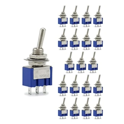 Imagen de QWORK 20 Piezas Mini Interruptor de Palanca SPST AC 125V 6A 3 Pines 2 Posiciones ON para Interruptores Arduino Auto Truck Boat (MTS102)