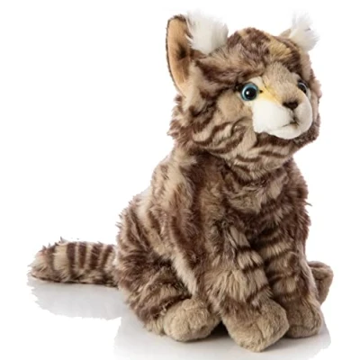 Imagen de Uni Toys Gato Salvaje Gris Atigrado, Sentado 22 cm (Altura) de Peluche
