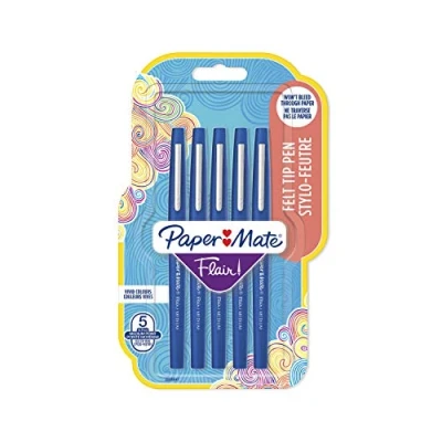 Imagen de Paper Mate Flair Original Juego de rotuladores punta sintética (5 unidades), color azul