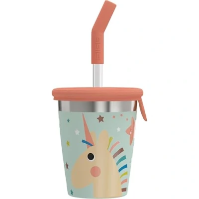 Imagen de SIGG Vaso infantil de acero inoxidable con tapa silicona y pajita A prueba salpicaduras Sin BPA Ligero robusto Unicornio 0,35L