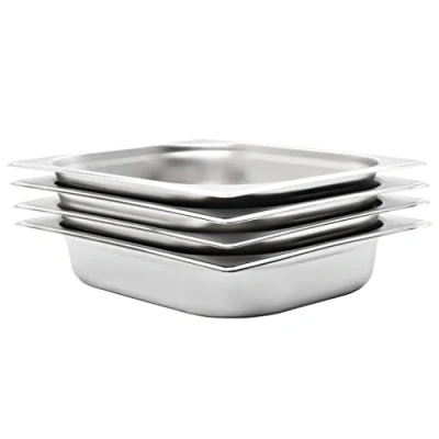 Imagen de vidaXL 4X Bandejas Gastronorm de Alimentos GN 1/2 Utensilios Cocina Calientaplatos Plato Platillo Comida Buffet Baño María 65 mm Acero Inoxidable