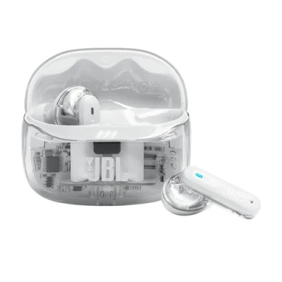 Imagen de JBL Tune Beam Ghost 2, auriculares inalámbricos con cancelación de ruido y Bluetooth, hasta 48 hrs autonomía, IP54 resistentes al agua polvo, diseño ergonómico, White