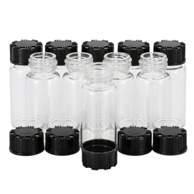 Imagen de Pxyelec Botellas de vidrio transparente para muestras líquidos, con tapa rosca, capacidad 10 ml, paquete unidades (transparente)