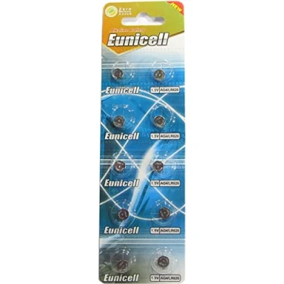 Imagen de 10 Eunicell AG4 / LR66 177/377 LR626 Pilas de botón Larga duración, 0% Mercurio (Fecha caducidad marcada)