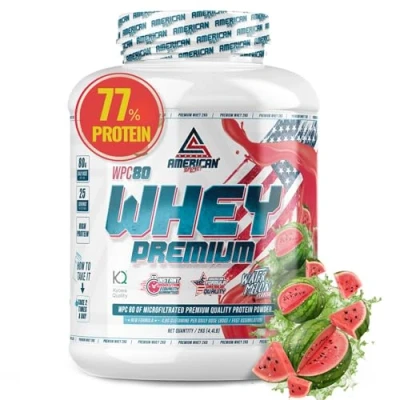 Imagen de AS American Suplement Premium Whey Protein Proteína de Suero Leche Aumentar Masa Muscular Alta Concentración WPC80 Kyowa Quality® (2 kg, Sandía)