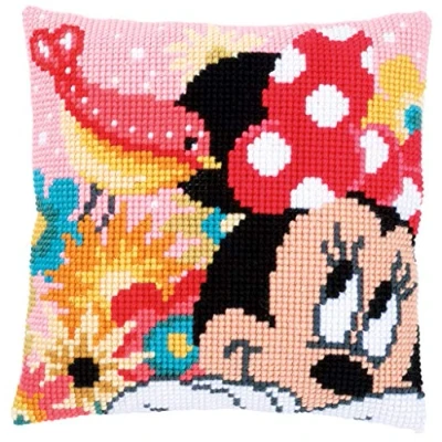 Imagen de Vervaco Kit para Minnie psst He un Secreto cojín Juego de Punto Cruz, Multicolor