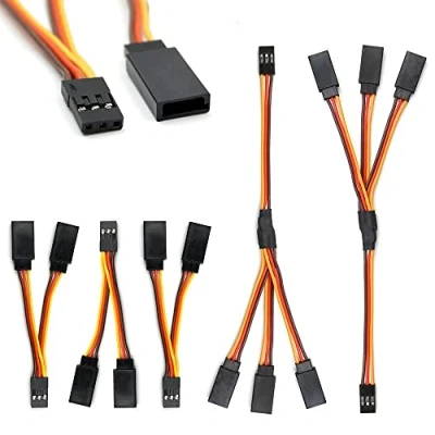 Imagen de cable divisor de arnés servo en Y, conector 3 pines, macho a hembra, extensión 4 vías, compatible con aviones JR Futaba RC (3 unidades 1to2 y 2 1to3)