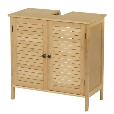Imagen de EUGAD Mueble de Baño Armario para Debajo Lavabo Almacenamiento con 2 Puertas Bambú 60 x 30 cm 0017WY