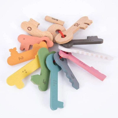 Imagen de Llaves madera colores contar números 0 al 10 Tickit