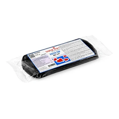 Imagen de Saracino Pasta Fondant Top Negra Para Cubrir De 500 Gr Sin Gluten Made In Italy