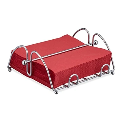 Imagen de Relaxdays 10027738 Servilletero de Mesa con Peso, Portaservilletas, Dispensador Servilletas 33 x cm, Metal, 1 Ud, Plateado, Hierro